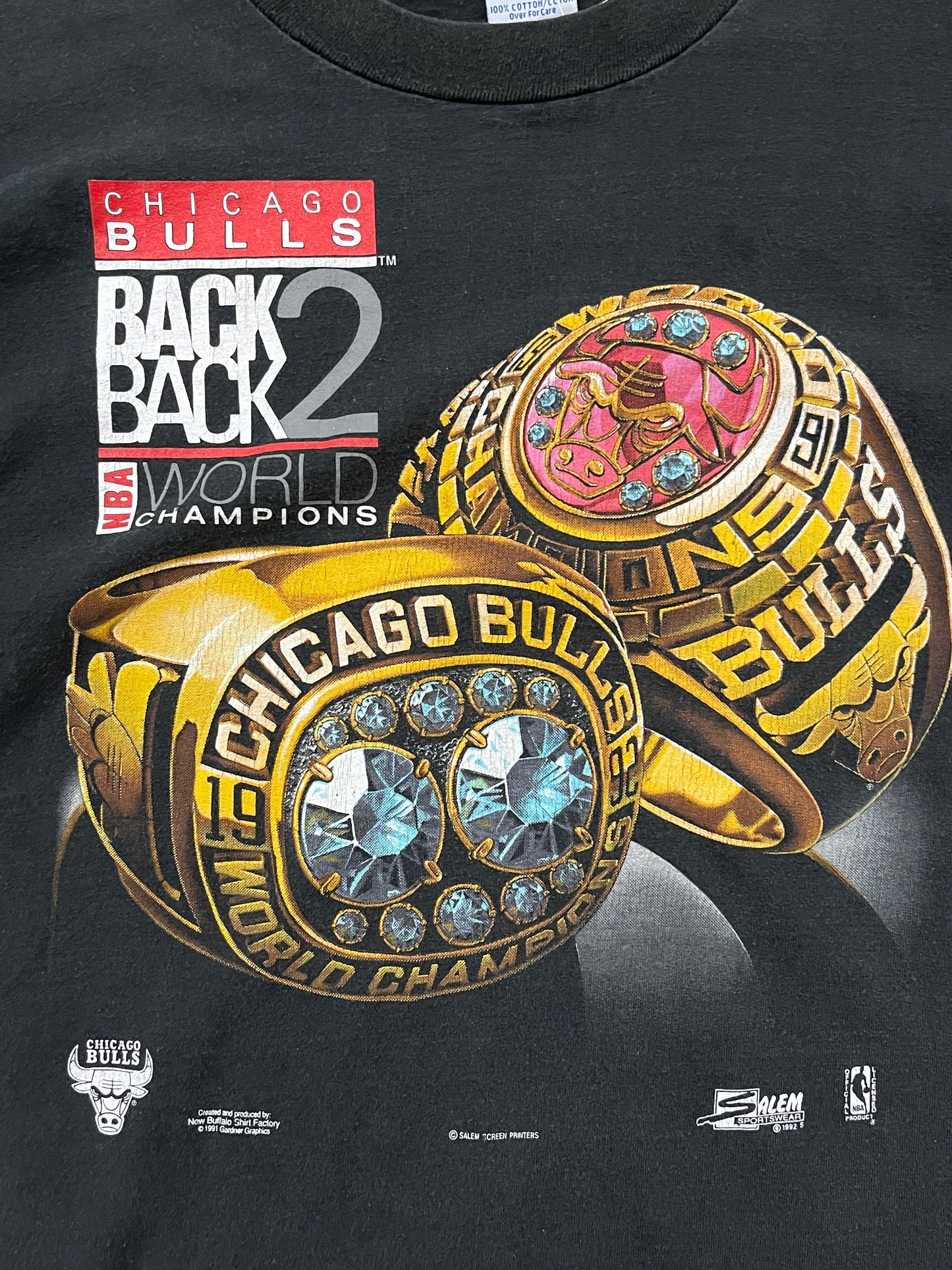 Vintage 90's Chicago Bulls Back To Back Champions Tee