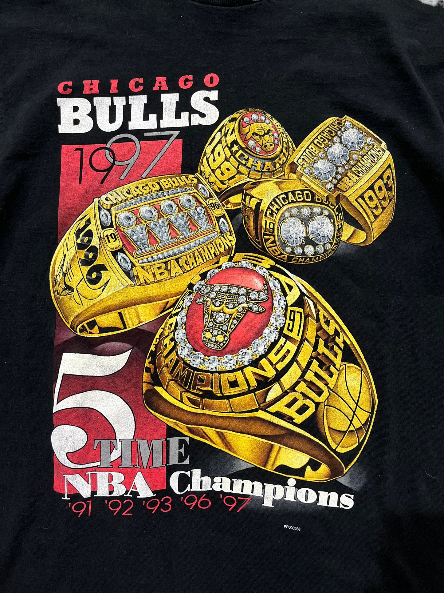 Vintage 90's Pro Player Chicago Bulls Rings 5 Time NBA Champions Tee